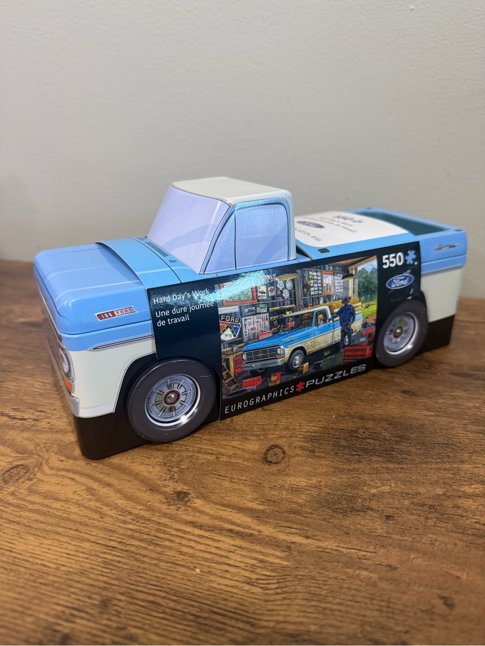 NIB Eurographics Blue Ford Truck Puzzle Tin - 550 Piece Puzzle